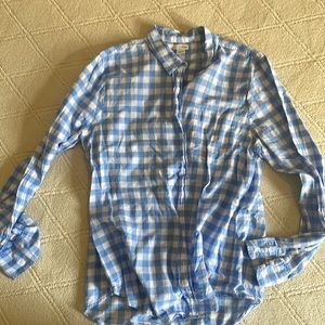 JCrew Blue Gingham Button Down boy shirt - size L